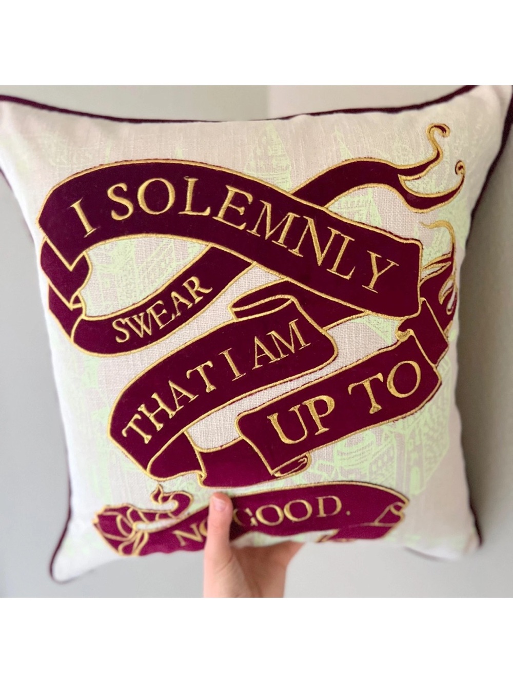 Pottery Barn Teen Harry Potter Marauders Map Pillow Cover 18x18 Glow In The Dark - Picture 7 of 13